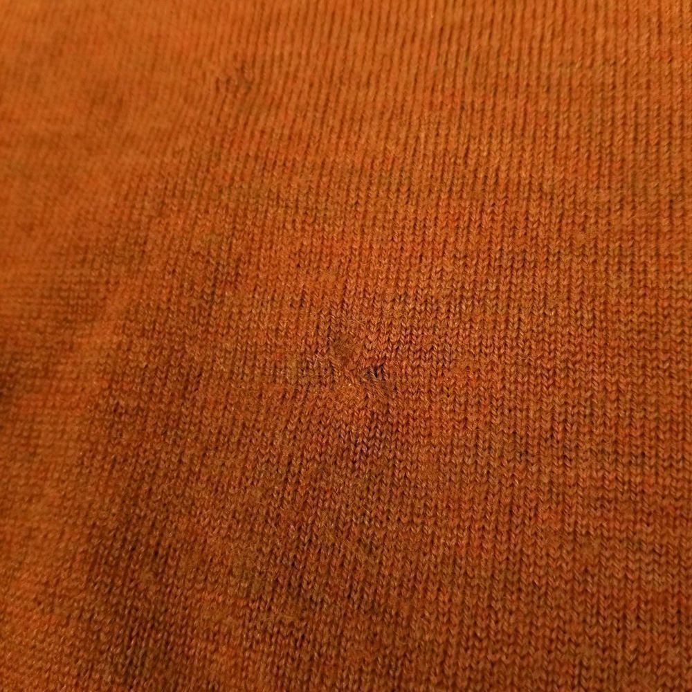 Garret Scott Orange Fine Merino Wool V-Neck L/S Sweater Old Money Quiet Luxury - Picture 4 of 7